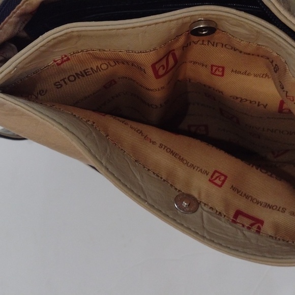 STONE MOUNTAIN LEATHER Shoulder Bag Navy Cream - Picture 10 of 16